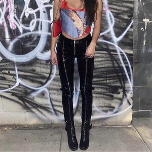 🖤🔥 Danielle Guizio Black Patent/Vinyl Zip Pants - Size 4 🔥🖤